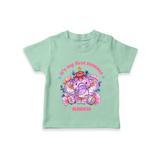 Its My First Diwali With Cute Little Elephant - Customized T-Shirt For Kids - MINT GREEN - 0-5 Months Old (Chest 17")