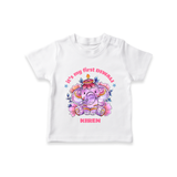 Its My First Diwali With Cute Little Elephant - Customized T-Shirt For Kids - WHITE - 0-5 Months Old (Chest 17")