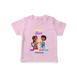 Lighting Up Diwali - Customized Diwali Themed T-Shirt For Kids - PINK - 0-5 Months Old (Chest 17")