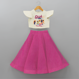 Diwali Vibes - Customized Diwali Themed Crop Top And Skirt For Kids - FUSCHIA - 6 - 9 Months Old (Chest 20" , Frock Waist 20")