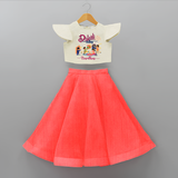 Diwali Vibes - Customized Diwali Themed Crop Top And Skirt For Kids - RED - 6 - 9 Months Old (Chest 20" , Frock Waist 20")