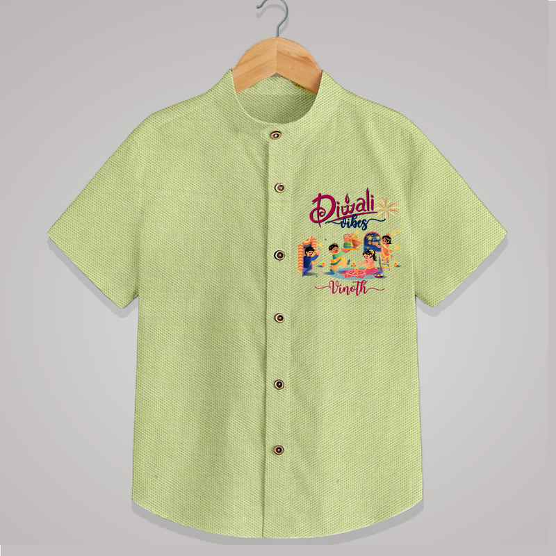 Diwali Vibes - Customized Diwali Themed Shirt For Kids - PASTEL GREEN - 0 - 6 Months Old (Chest 23")