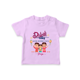 Diwali Vibes With Mummy And Papa - Customized Diwali Themed T-Shirt For Kids - LILAC - 0-5 Months Old (Chest 17")