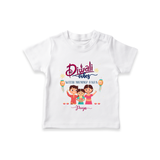 Diwali Vibes With Mummy And Papa - Customized Diwali Themed T-Shirt For Kids - WHITE - 0-5 Months Old (Chest 17")