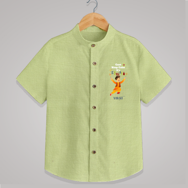 Can't Keep Clam It's Diwali - Customized Kids Shirt - PASTEL GREEN - 0 - 6 Months Old (Chest 23")