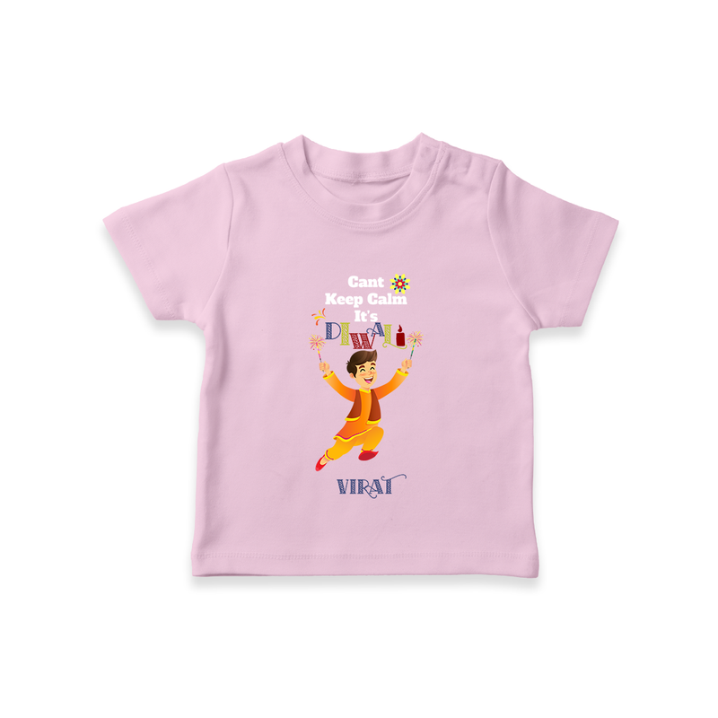 Can't Keep Clam It's Diwali - Customized Kids T-Shirt - PINK - 0-5 Months Old (Chest 17")