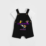 Happy Diwali - Customized Kids Dungaree Set - BLACK - 0 - 5 Months Old (Chest 18")