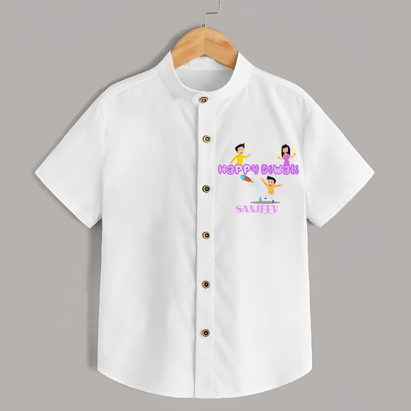 Happy Diwali - Customized Kids Shirt - WHITE - 0 - 6 Months Old (Chest 23")