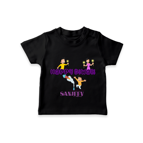 Happy Diwali - Customized Kids T-Shirt - BLACK - 0-5 Months Old (Chest 17")