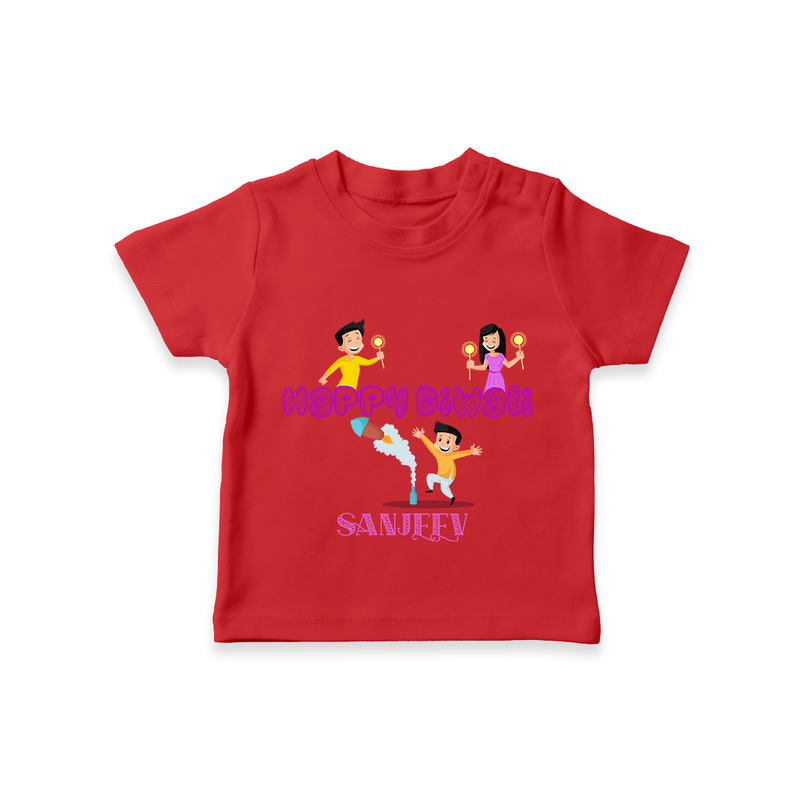 Happy Diwali - Customized Kids T-Shirt - RED - 0-5 Months Old (Chest 17")