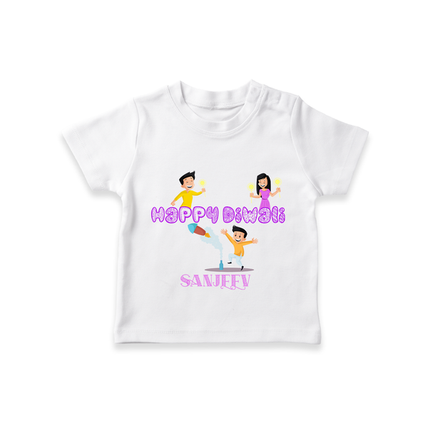 Happy Diwali - Customized Kids T-Shirt - WHITE - 0-5 Months Old (Chest 17")