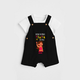 Rocking Diwali - Customized Girls Dungaree Set - BLACK - 0 - 5 Months Old (Chest 18")