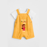 Rocking Diwali - Diwali Themed Customized Girls Dungaree Set - PASTEL YELLOW - 0 - 5 Months Old (Chest 18")