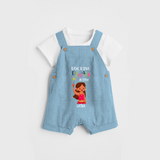 Rocking Diwali - Diwali Themed Customized Girls Dungaree Set - SKY BLUE - 0 - 5 Months Old (Chest 18")