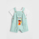 Rocking Diwali - Diwali Themed Customized Boys Dungaree Set - ARCTIC BLUE - 0 - 5 Months Old (Chest 18")