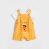 Rocking Diwali - Diwali Themed Customized Boys Dungaree Set - PASTEL YELLOW - 0 - 5 Months Old (Chest 18")