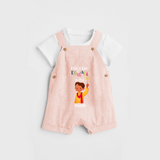 Rocking Diwali - Diwali Themed Customized Boys Dungaree Set - PEACH - 0 - 5 Months Old (Chest 18")