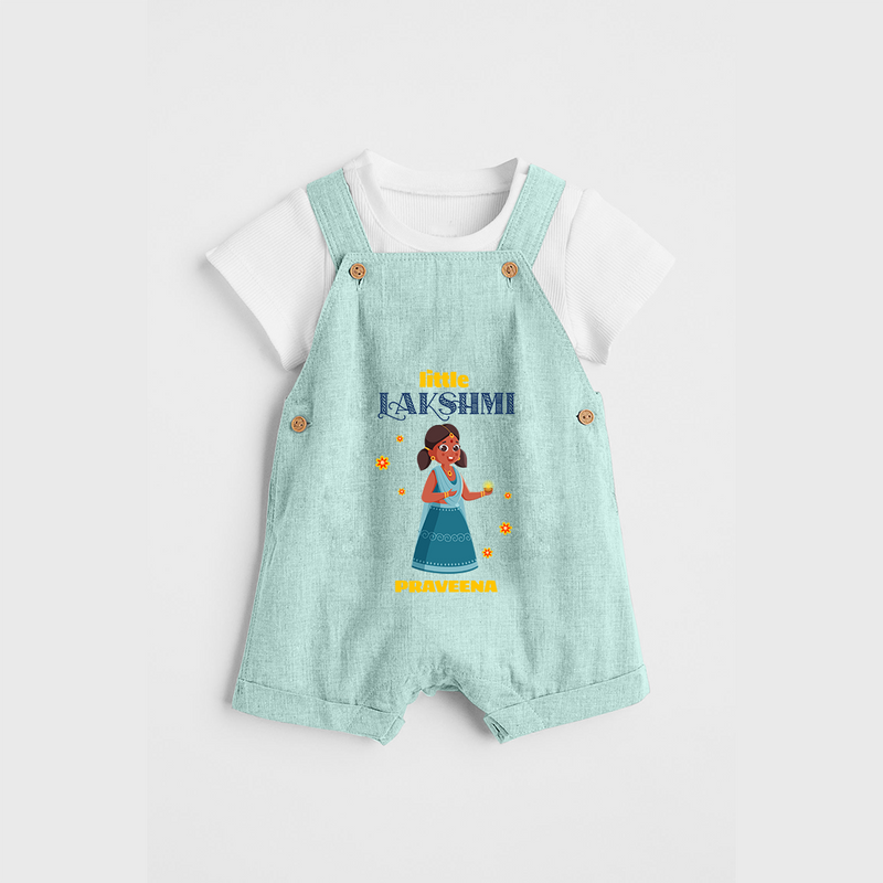 Little Lakshmi - Customized Kids Dungaree Set - ARCTIC BLUE - 0 - 5 Months Old (Chest 18")