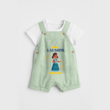 Little Lakshmi - Customized Kids Dungaree Set - MINT GREEN - 0 - 5 Months Old (Chest 18")