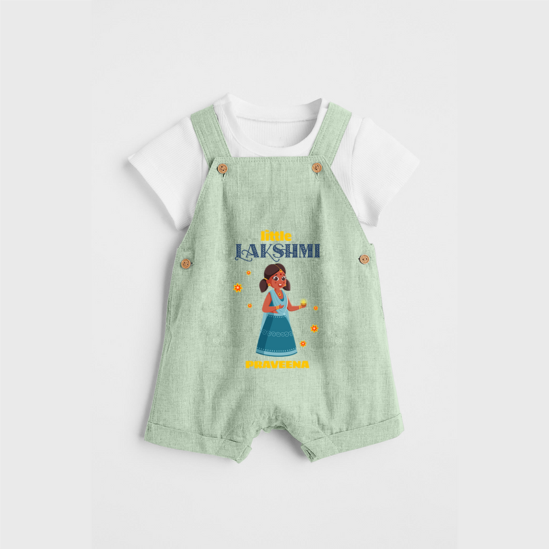 Little Lakshmi - Customized Kids Dungaree Set - MINT GREEN - 0 - 5 Months Old (Chest 18")