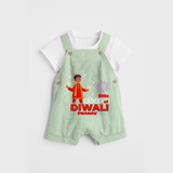 Little Star Of Diwali - Customized Kids Dungaree Set - MINT GREEN - 0 - 5 Months Old (Chest 18")