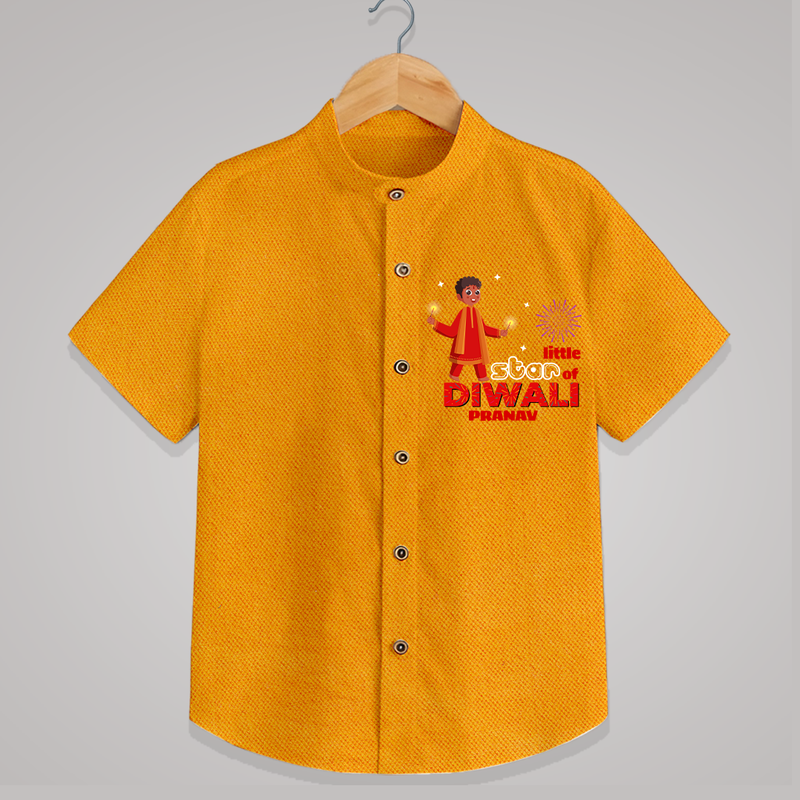 Little Star Of Diwali - Customized Kids Shirt - CHROME YELLOW - 0 - 6 Months Old (Chest 23")