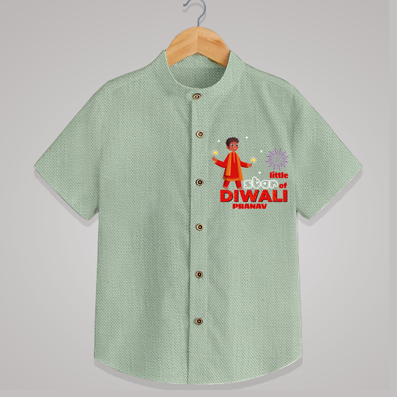 Little Star Of Diwali - Customized Kids Shirt - MINT GREEN - 0 - 6 Months Old (Chest 23")