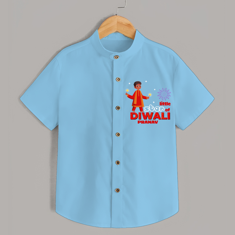 Little Star Of Diwali - Customized Kids Shirt - SKY BLUE - 0 - 6 Months Old (Chest 23")