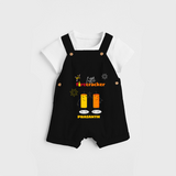 Little Fire Cracker - Customized Kids Dungaree Set - BLACK - 0 - 5 Months Old (Chest 18")