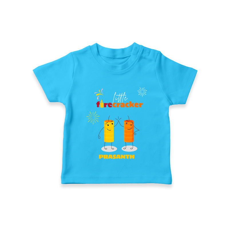 Little Fire Cracker - Customized Kids T-Shirt - SKY BLUE - 0-5 Months Old (Chest 17")