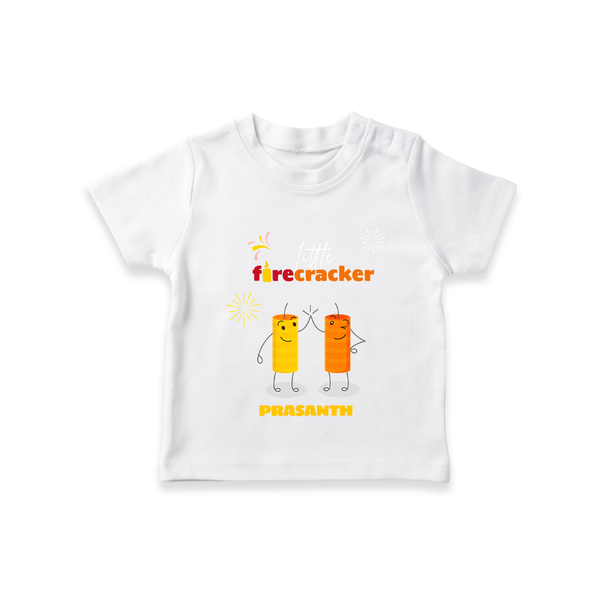 Little Fire Cracker - Customized Kids T-Shirt - WHITE - 0-5 Months Old (Chest 17")