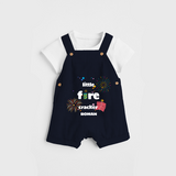 Little Fire Cracker - Diwali Themed Customized Kids Dungaree Set - NAVY BLUE - 0 - 5 Months Old (Chest 18")