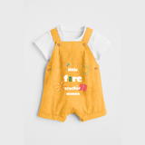 Little Fire Cracker - Diwali Themed Customized Kids Dungaree Set - PASTEL YELLOW - 0 - 5 Months Old (Chest 18")