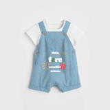 Little Fire Cracker - Diwali Themed Customized Kids Dungaree Set - SKY BLUE - 0 - 5 Months Old (Chest 18")