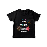 Little Fire Cracker - Diwali Themed Customized Kids T-Shirt - BLACK - 0-5 Months Old (Chest 17")