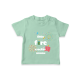 Little Fire Cracker - Diwali Themed Customized Kids T-Shirt - MINT GREEN - 0-5 Months Old (Chest 17")