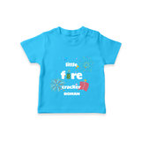 Little Fire Cracker - Diwali Themed Customized Kids T-Shirt - SKY BLUE - 0-5 Months Old (Chest 17")