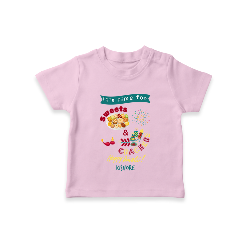 It's Time For Sweets & Crackers - Customized Kids T-Shirt - PINK - 0-5 Months Old (Chest 17")