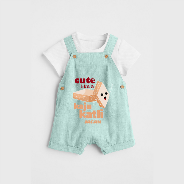 Cute Like A Kaju Katli - Customized Kids Dungaree Set - ARCTIC BLUE - 0 - 5 Months Old (Chest 18")