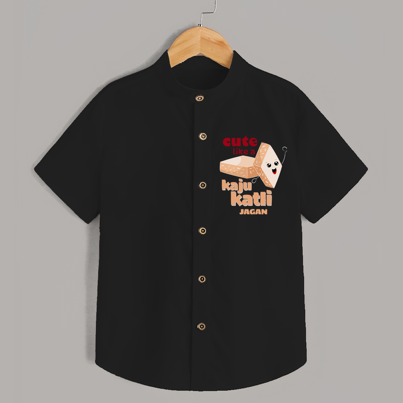 Cute Like A Kaju Katli - Customized Kids Shirt - BLACK - 0 - 6 Months Old (Chest 23")