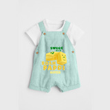 Sweet As A Soan Papdi - Customized Kids Dungaree Set - ARCTIC BLUE - 0 - 5 Months Old (Chest 18")