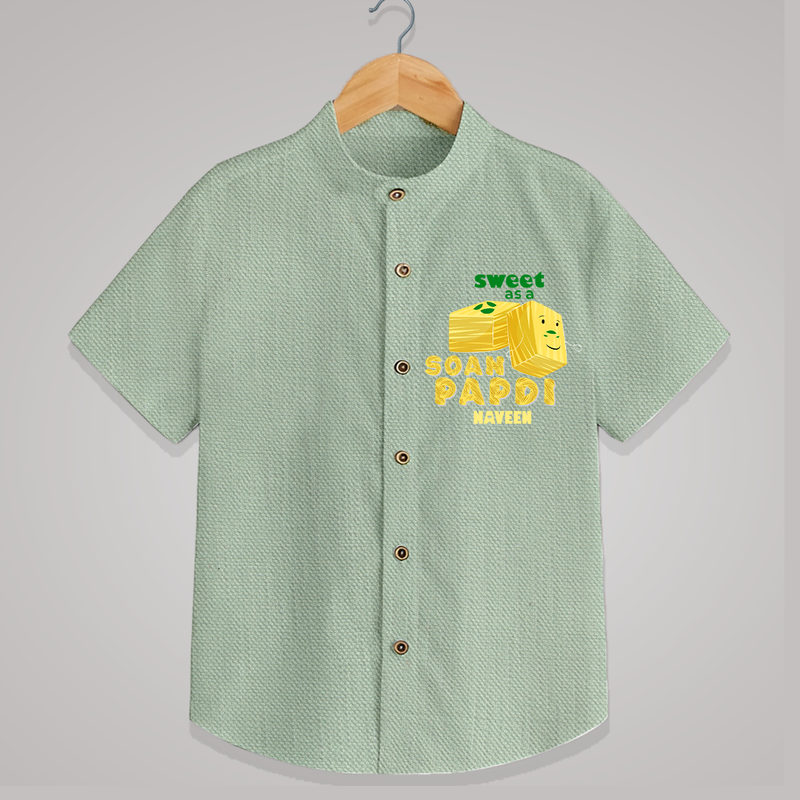 Sweet As A Soan Papdi - Customized Kids Shirt - MINT GREEN - 0 - 6 Months Old (Chest 23")