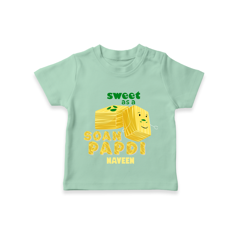 Sweet As A Soan Papdi - Customized Kids T-Shirt - MINT GREEN - 0-5 Months Old (Chest 17")