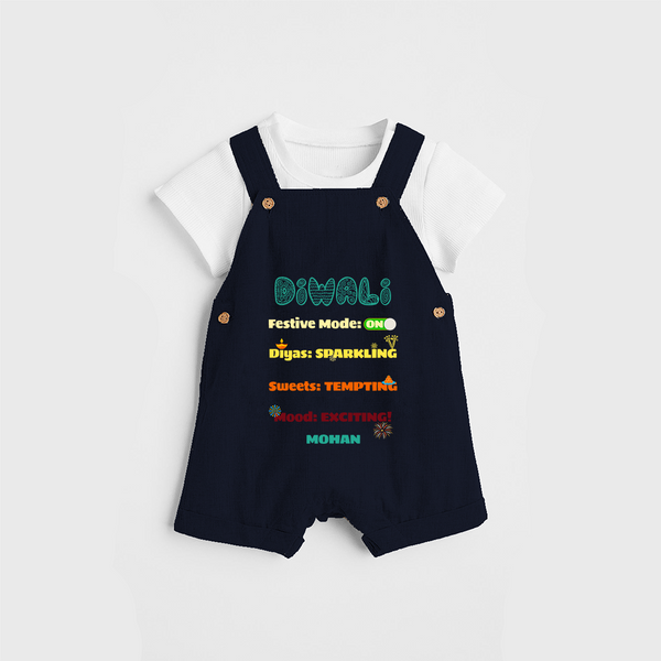 Festive Mode On - Customized Kids Dungaree Set - NAVY BLUE - 0 - 5 Months Old (Chest 18")