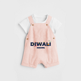 Celebrating Diwali - Customized Kids Dungaree Set - PEACH - 0 - 5 Months Old (Chest 18")