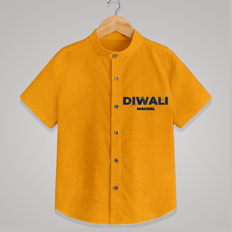 Celebrating Diwali - Customized Kids Shirt - CHROME YELLOW - 0 - 6 Months Old (Chest 23")