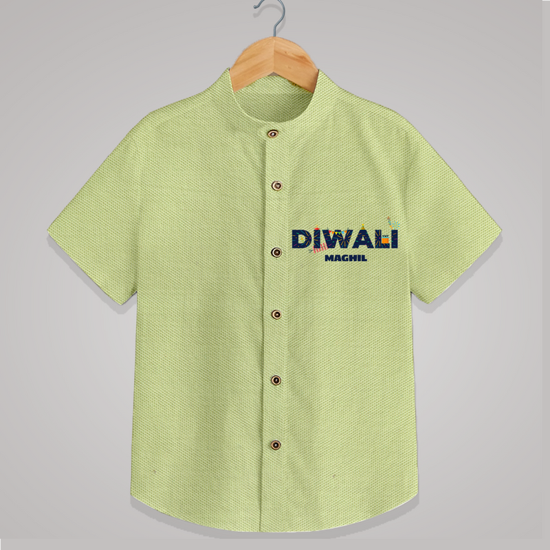 Celebrating Diwali - Customized Kids Shirt - PASTEL GREEN - 0 - 6 Months Old (Chest 23")