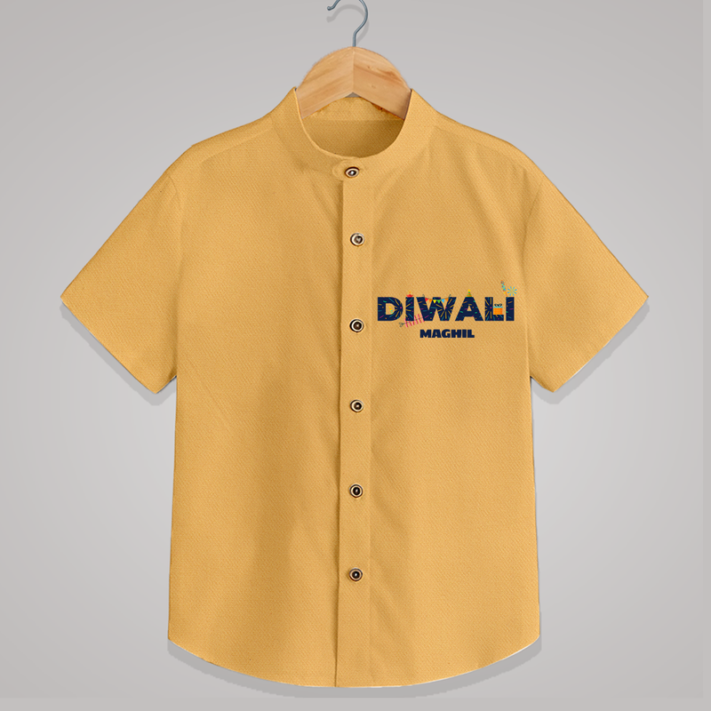 Celebrating Diwali - Customized Kids Shirt - PASTEL YELLOW - 0 - 6 Months Old (Chest 23")