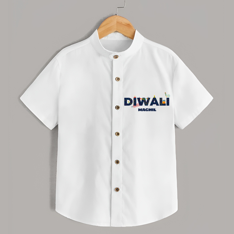 Celebrating Diwali - Customized Kids Shirt - WHITE - 0 - 6 Months Old (Chest 23")