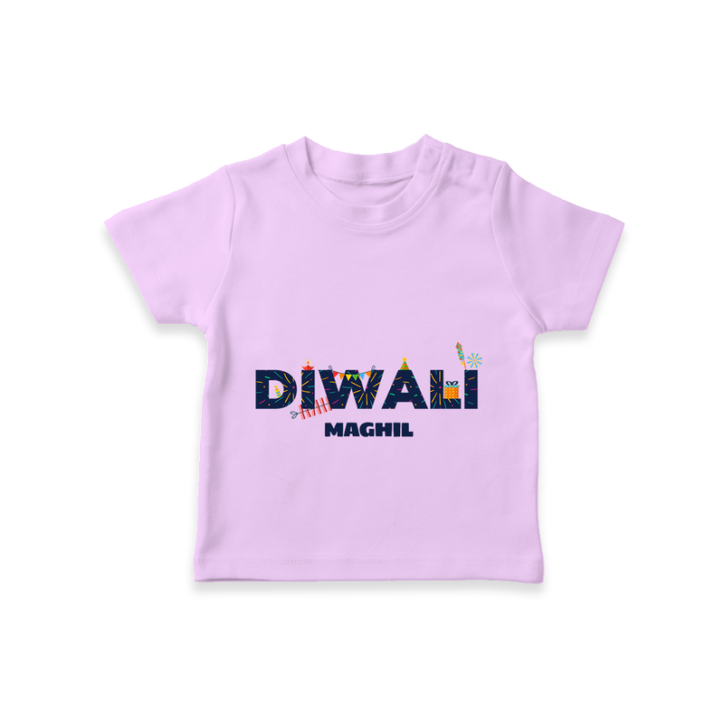 Celebrating Diwali - Customized Kids T-Shirt - LILAC - 0-5 Months Old (Chest 17")